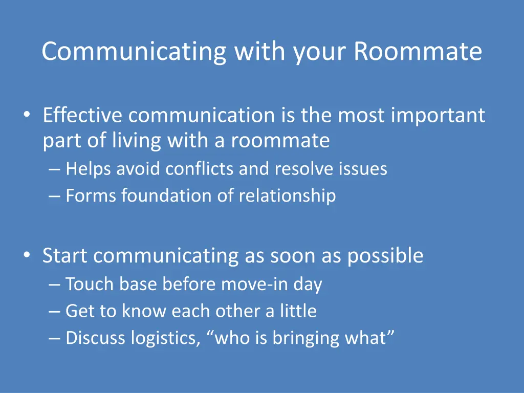 communicating with your roommate