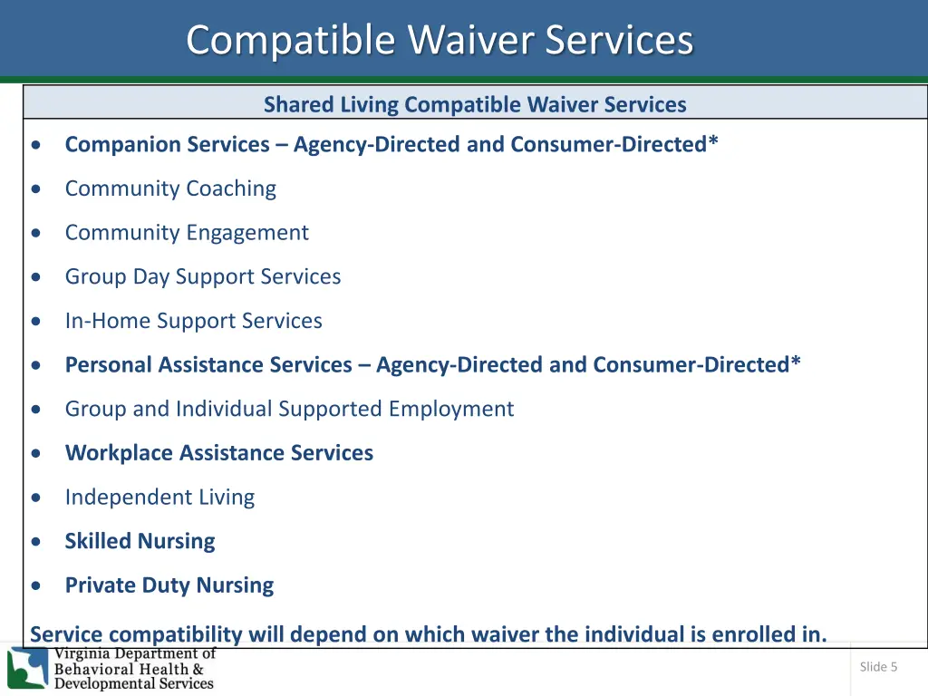 compatible waiver services