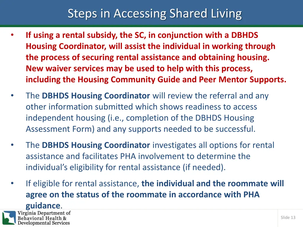 steps in accessing shared living 2