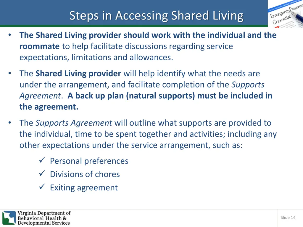 steps in accessing shared living 3