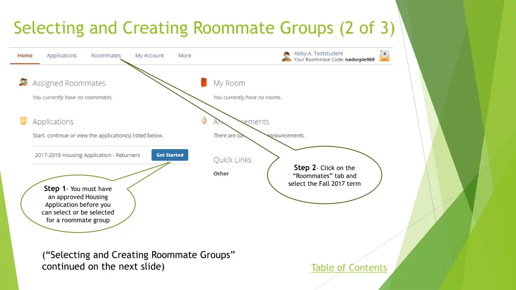 selecting and creating roommate groups 2 of 3