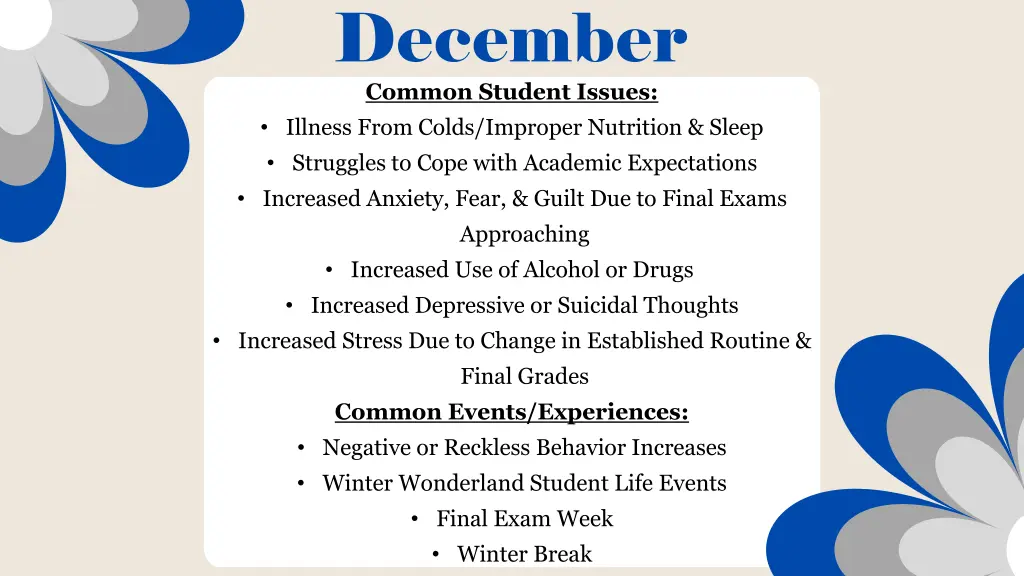 december common student issues illness from colds