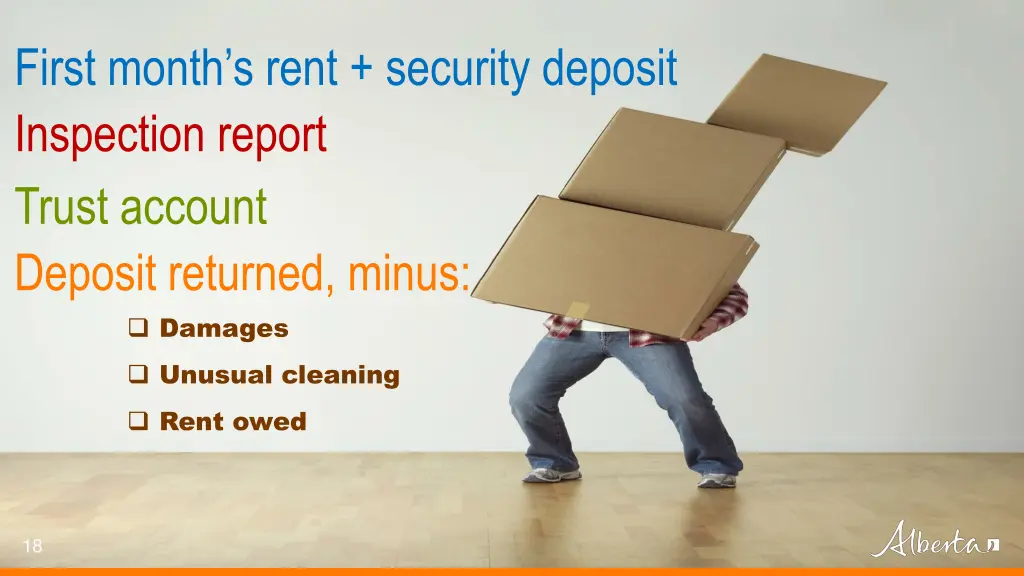 first month s rent security deposit inspection