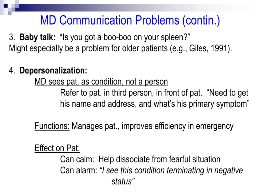 md communication problems contin