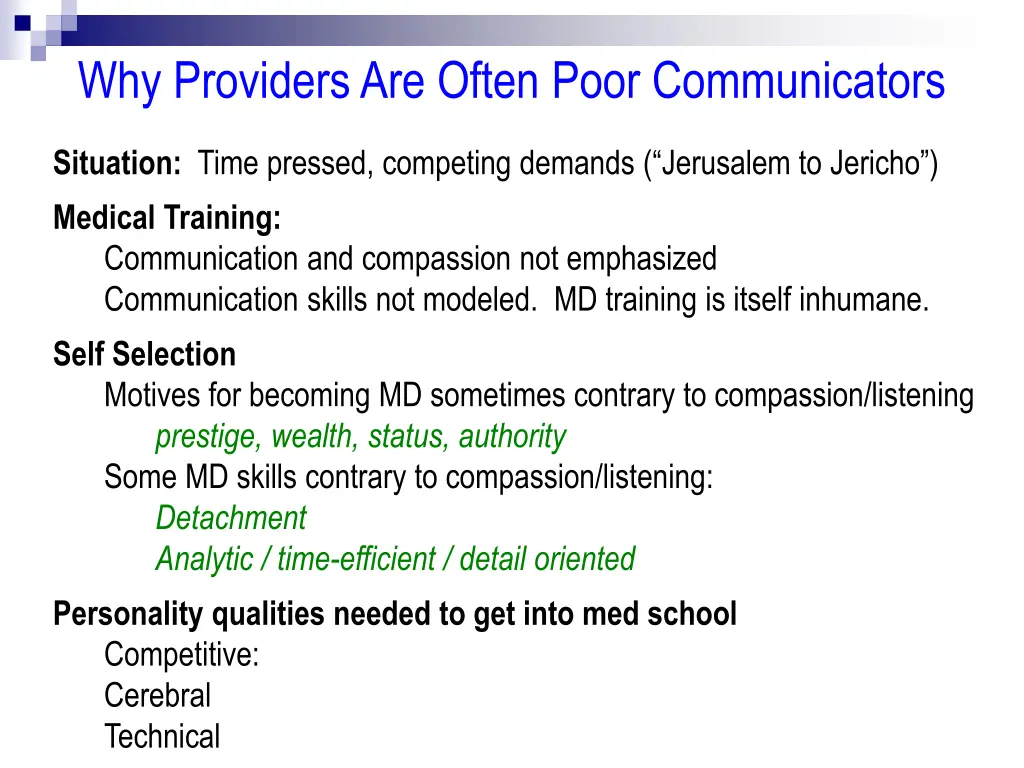 why providers are often poor communicators