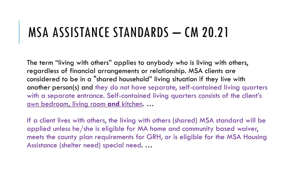 msa assistance standards cm 20 21