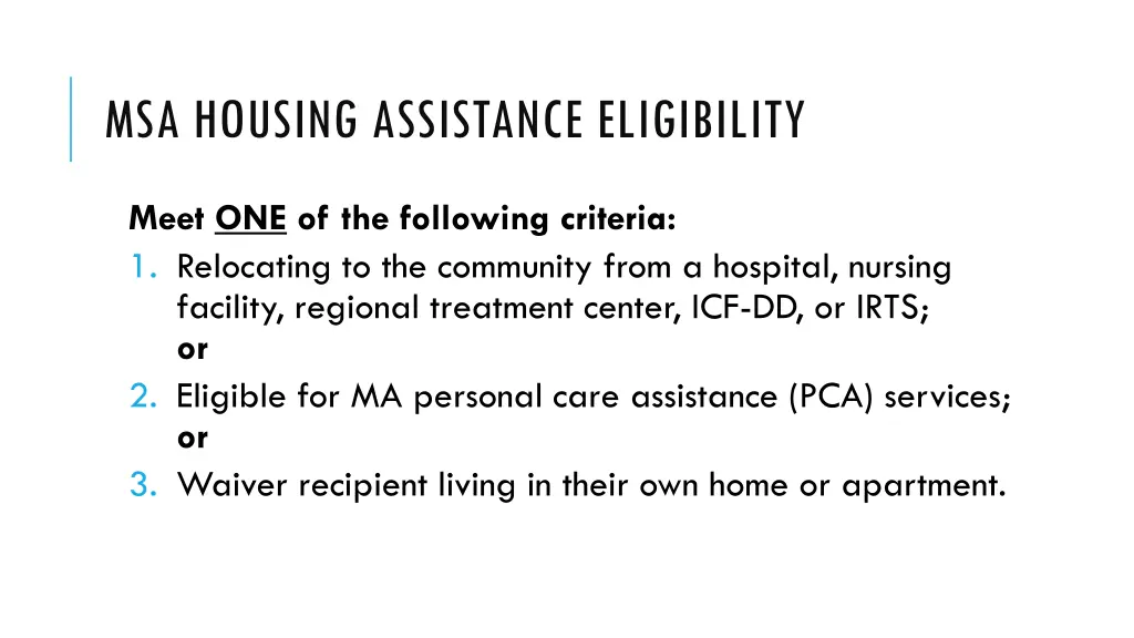 msa housing assistance eligibility 1