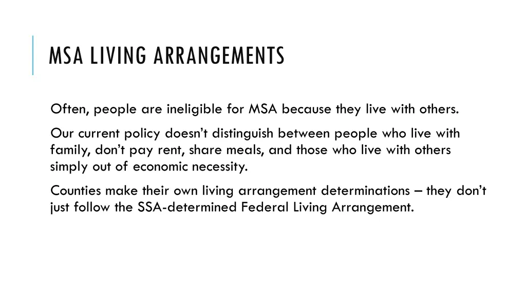 msa living arrangements