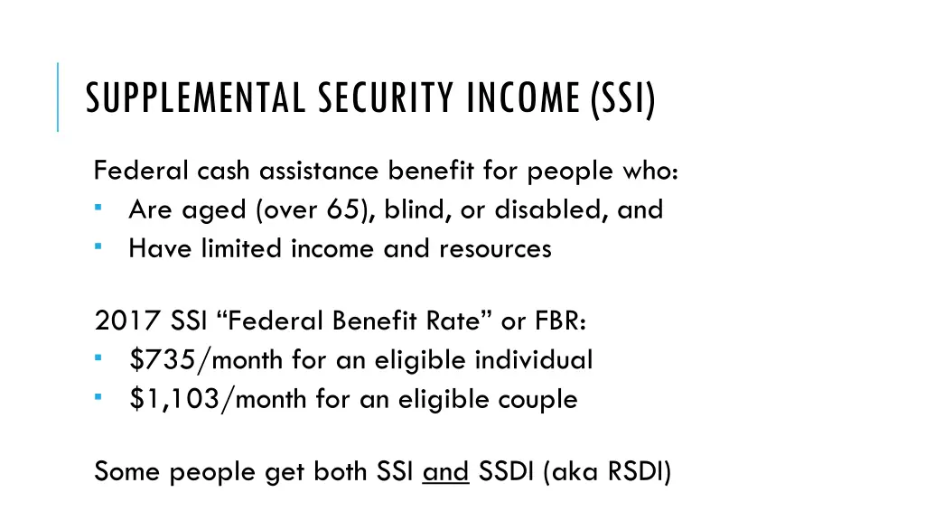 supplemental security income ssi