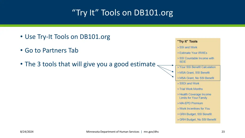 try it tools on db101 org