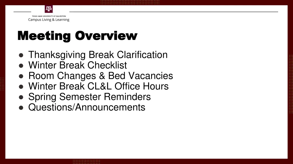 meeting overview meeting overview