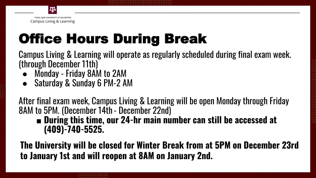 office hours during break office hours during