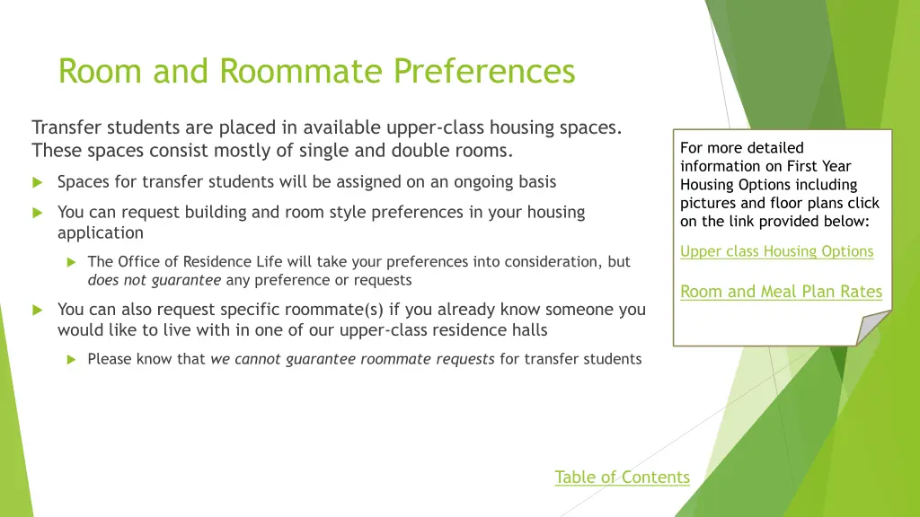 room and roommate preferences