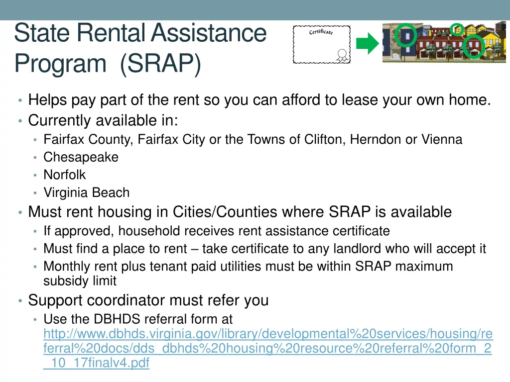 state rental assistance program srap