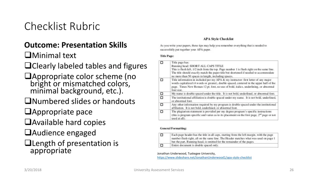 checklist rubric 3