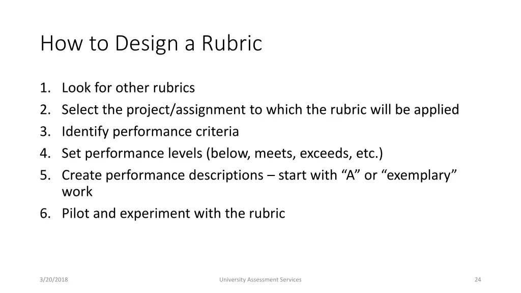 how to design a rubric