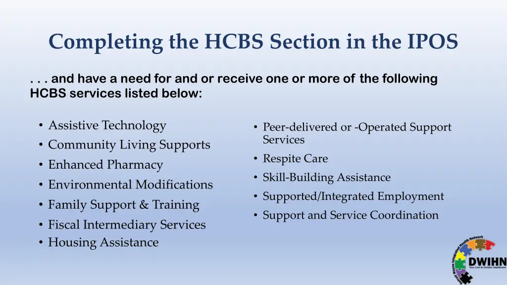 completing the hcbs section in the ipos 2