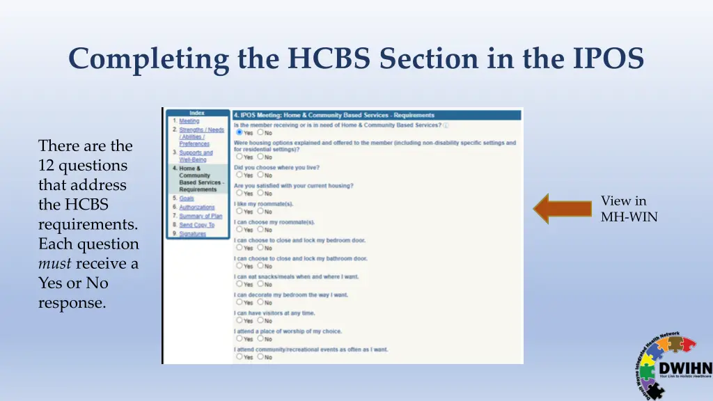 completing the hcbs section in the ipos 4