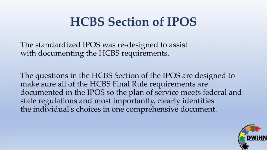 hcbs section of ipos