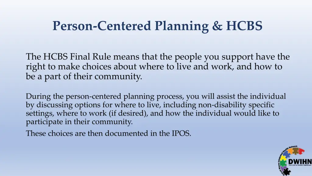 person centered planning hcbs