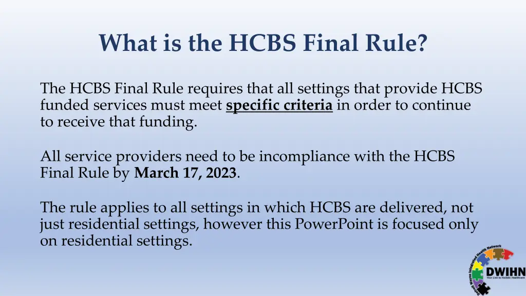 what is the hcbs final rule