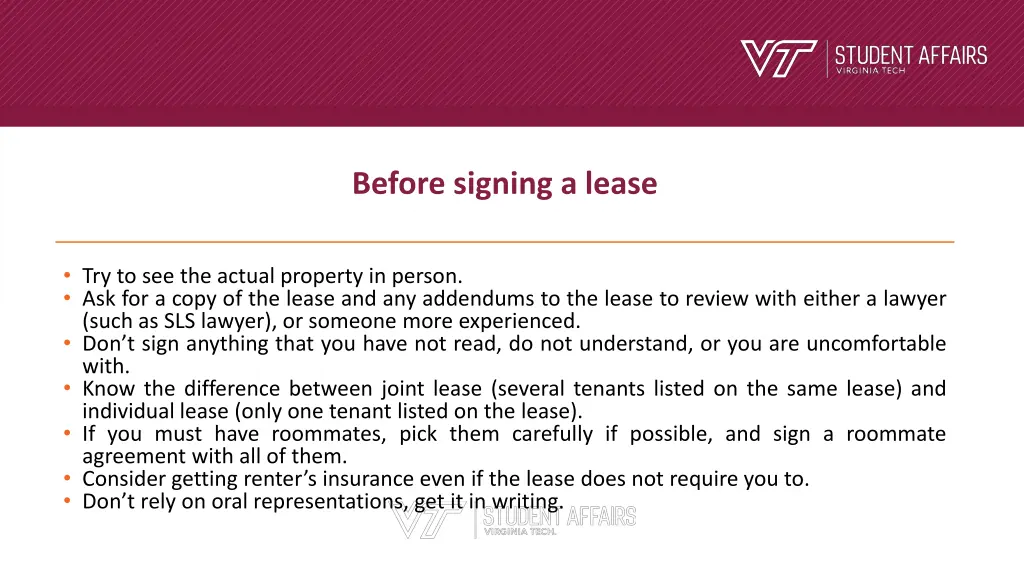 before signing a lease