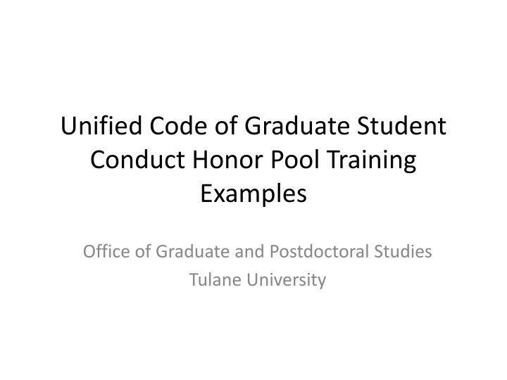 unified code of graduate student conduct honor