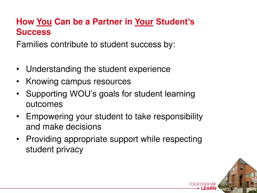 how you can be a partner in your student