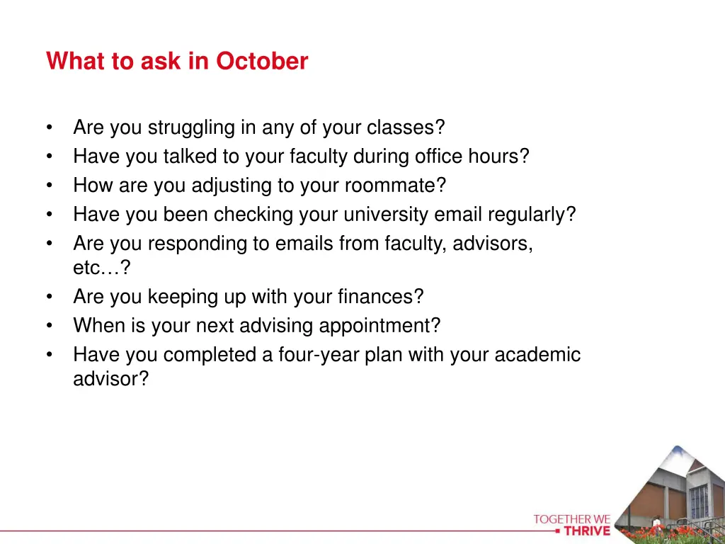 what to ask in october