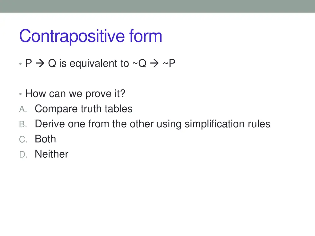 contrapositive form