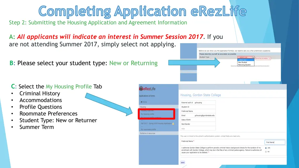 completing application erezlife step 2 submitting