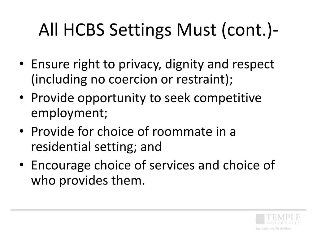 all hcbs settings must cont