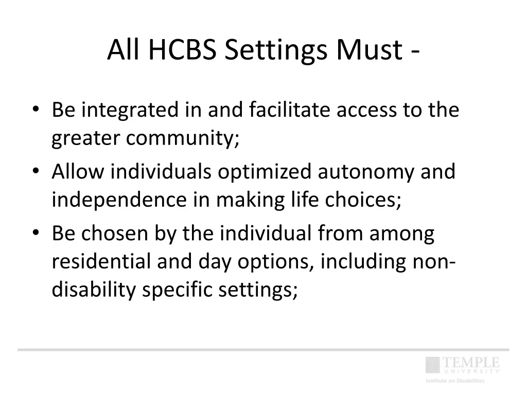 all hcbs settings must