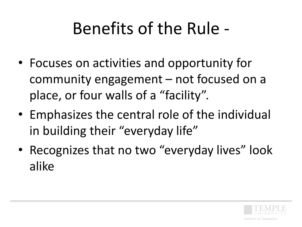 benefits of the rule