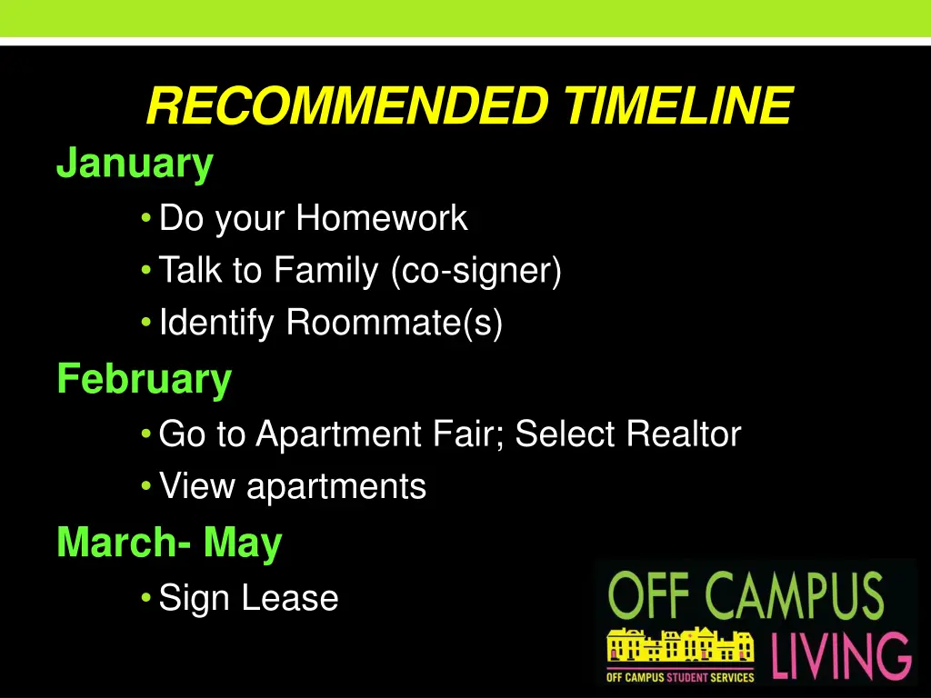 recommended timeline january do your homework