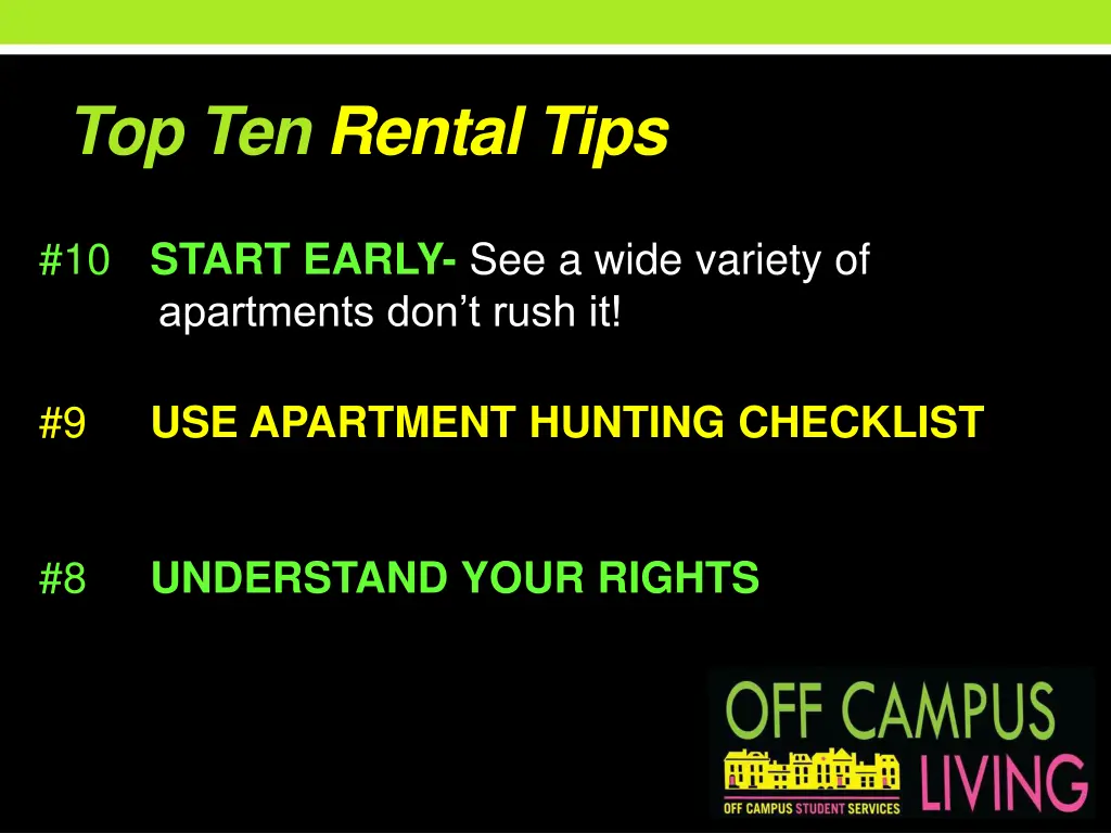 top ten rental tips