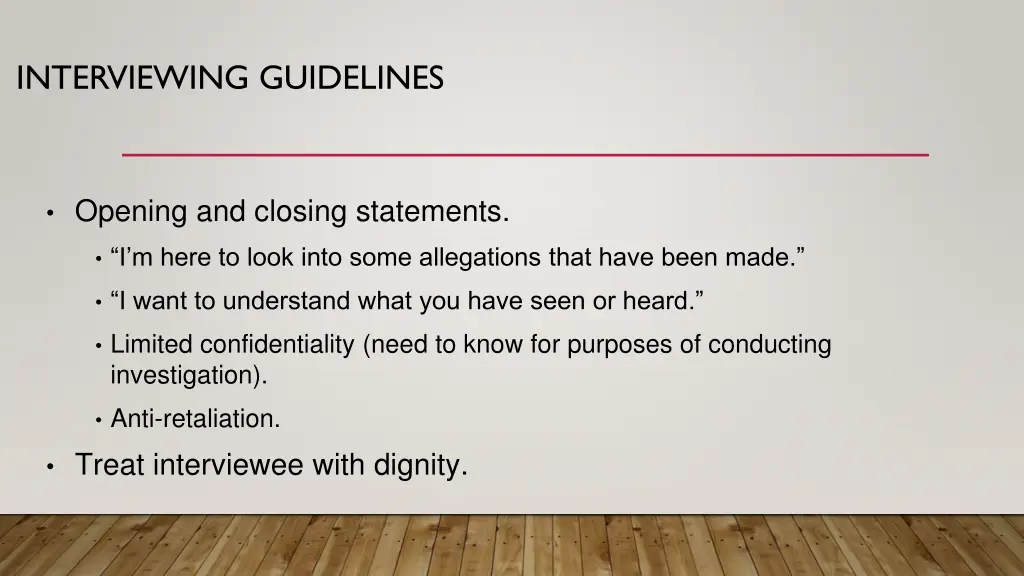 interviewing guidelines