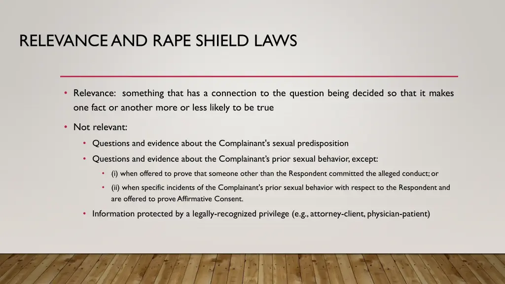 relevance and rape shield laws