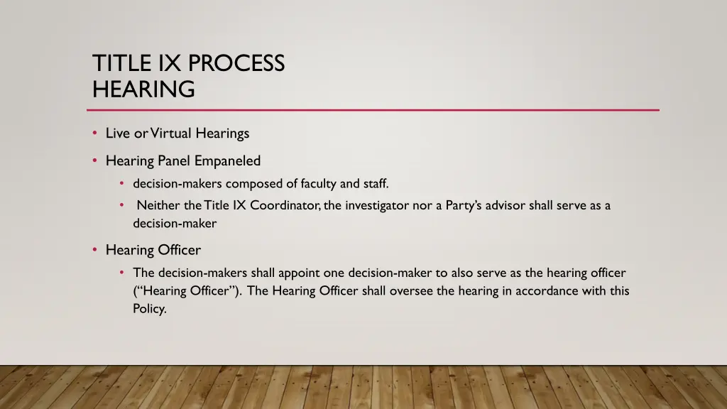 title ix process hearing