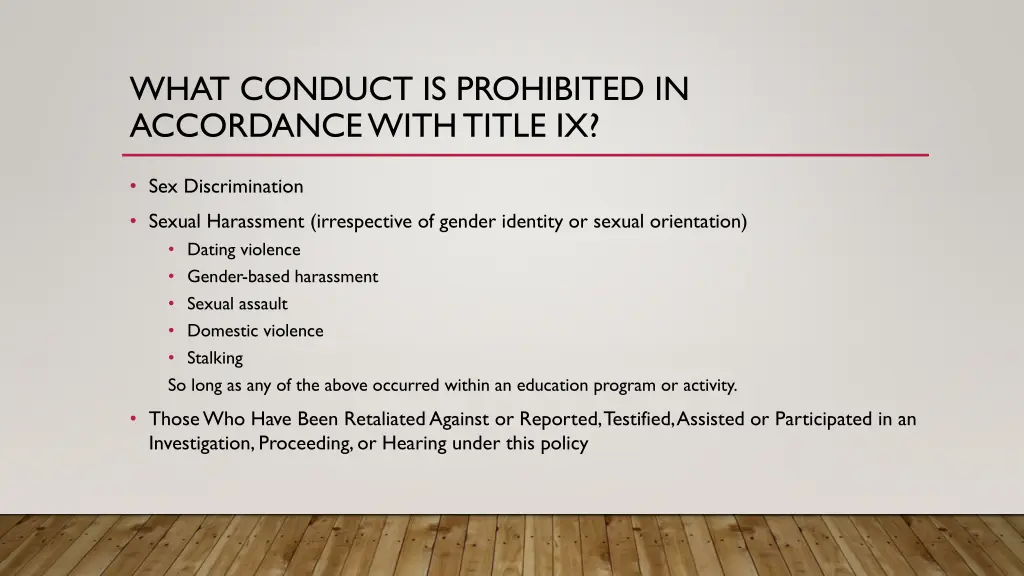 what conduct is prohibited in accordance with