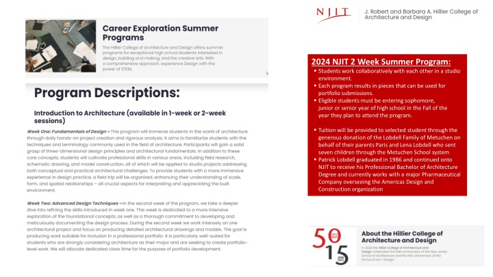 2024 njit 2 week summer program students work