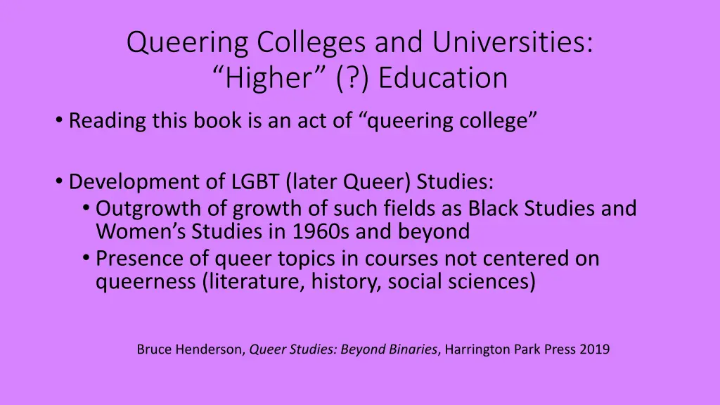 queering colleges and universities higher