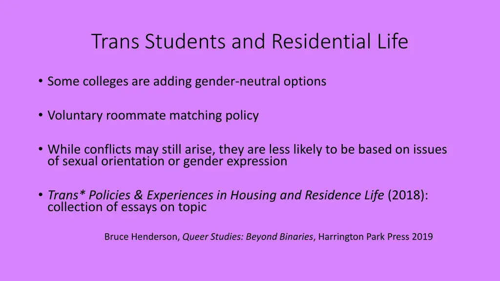 trans students and residential life