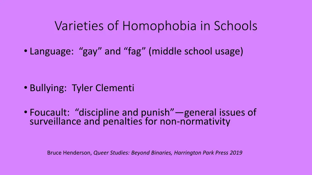 varieties of homophobia in schools