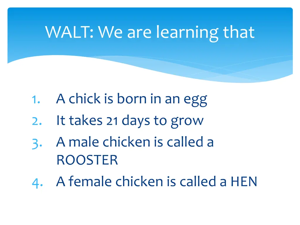 walt we are learning that 1