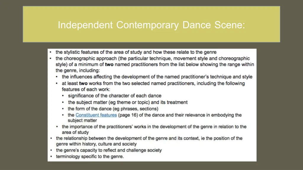 independent contemporary dance scene