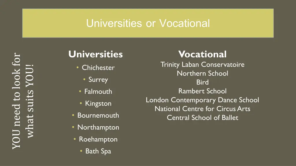 universities or vocational