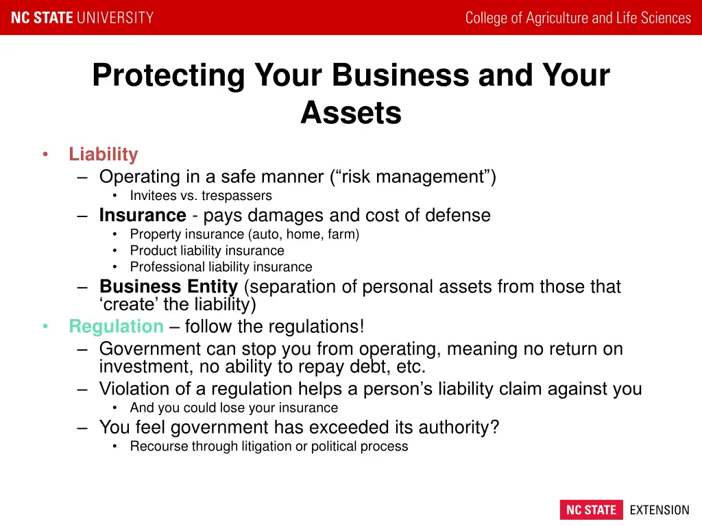 protecting your business and your assets