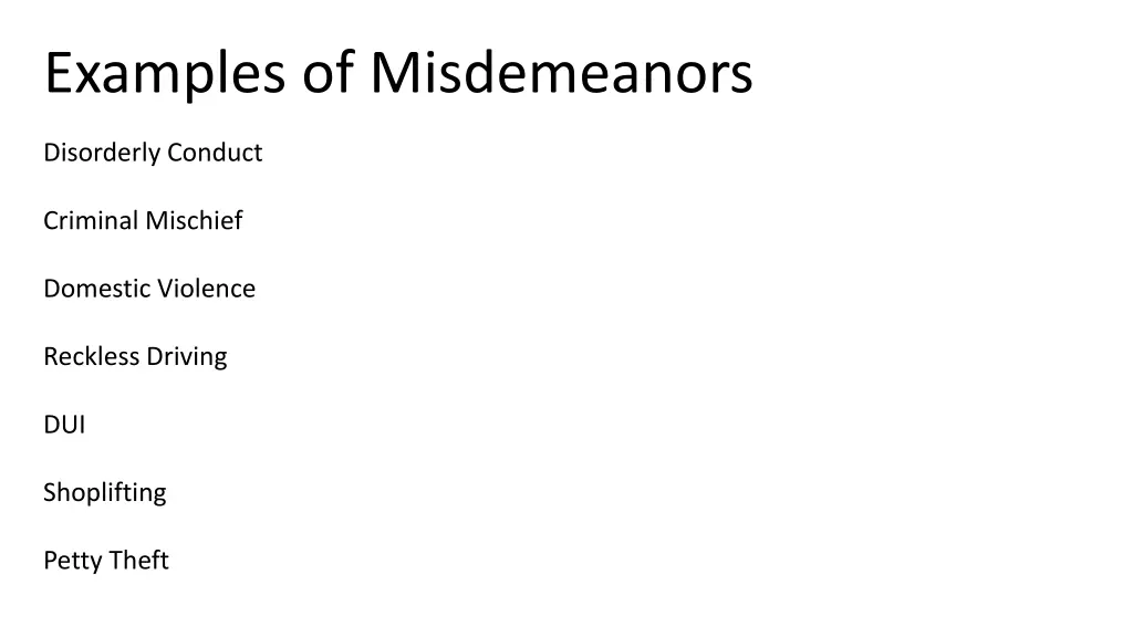 examples of misdemeanors