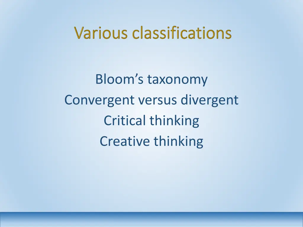 bloom s taxonomy convergent versus divergent